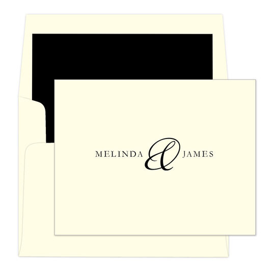 Elegant Ampersand Folded Note Cards - Raised Ink
